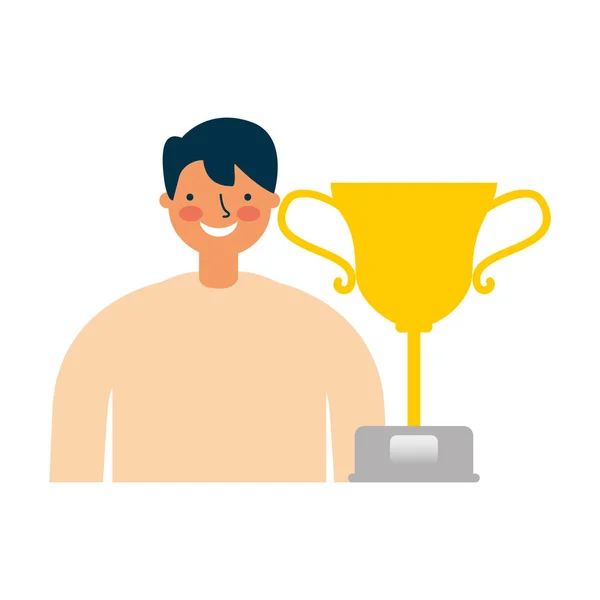 Businessman and trophy award — Stock Vector