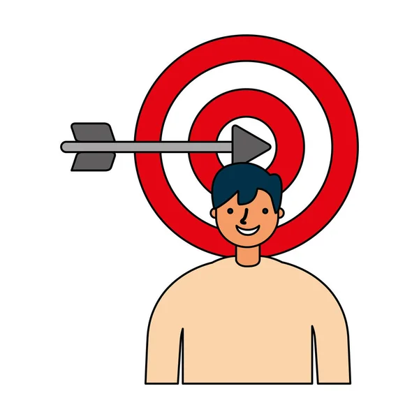 Business man and target arrow startup — стоковый вектор