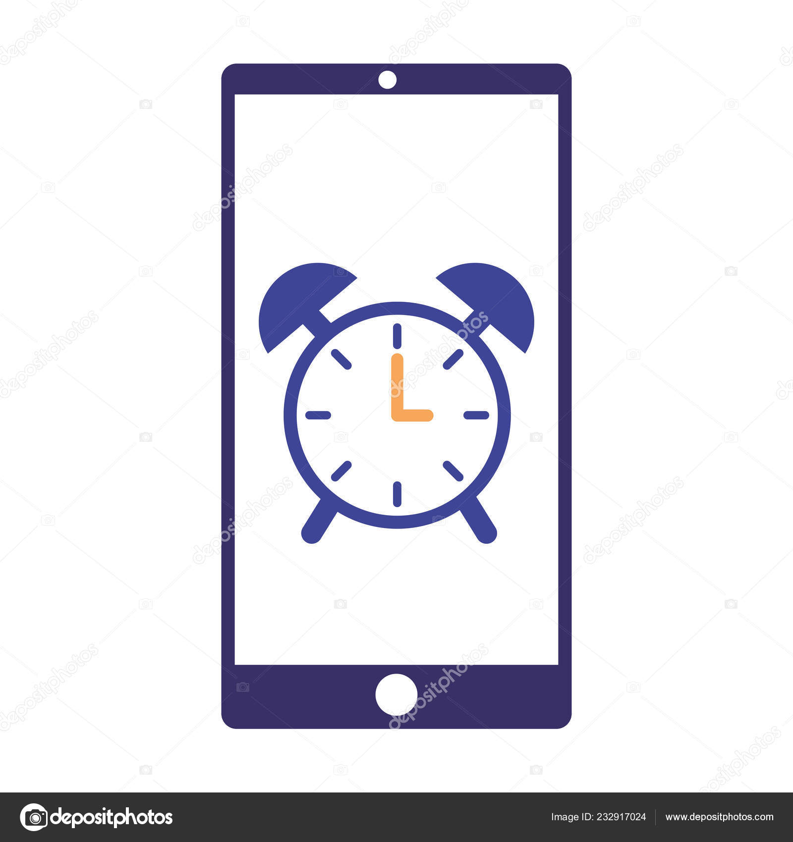 Mobile clock alarm white background Stock Vector Image by ©yupiramos 232917024