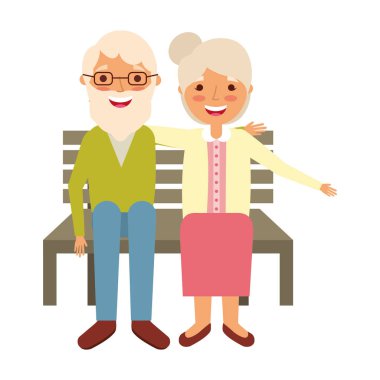 Bankta oturan yaşlı çift