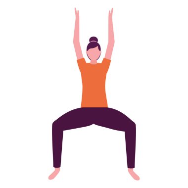 kadın pratik yoga beyaz arka plan