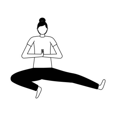 kadın pratik yoga beyaz arka plan