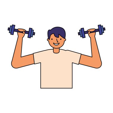 Adam pratik egzersiz dumbbells ile