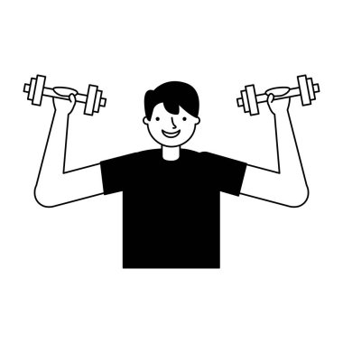 egzersiz halter vektör çizim ile pratik adam