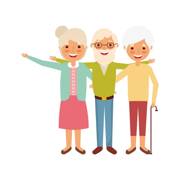 Group of old people embraced portrait — Stock Vector