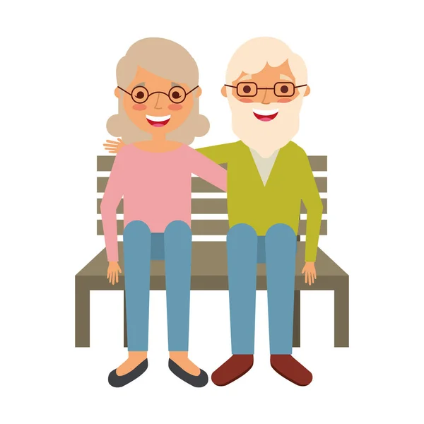 Pary staruszków siedzi na ławce — Wektor stockowy