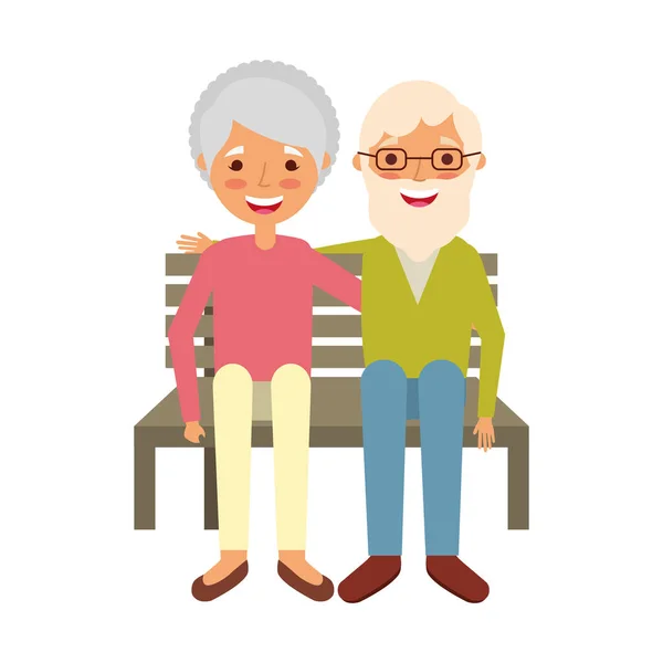 Couple âgé assis sur le banc — Image vectorielle