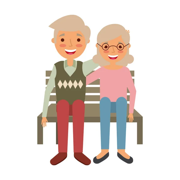 Älteres Ehepaar sitzt auf Bank — Stockvektor