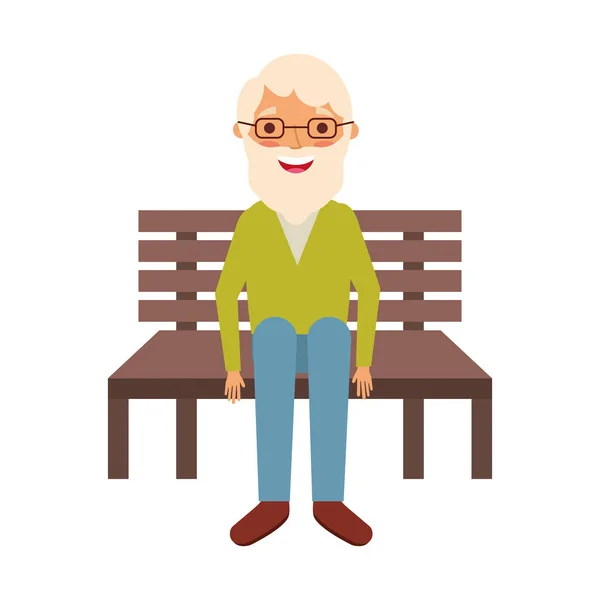 Oude man zittend op de Bank — Stockvector