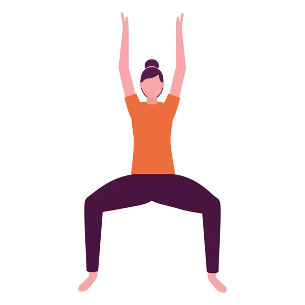 Frau praktiziert Yoga weißen Hintergrund — Stockvektor