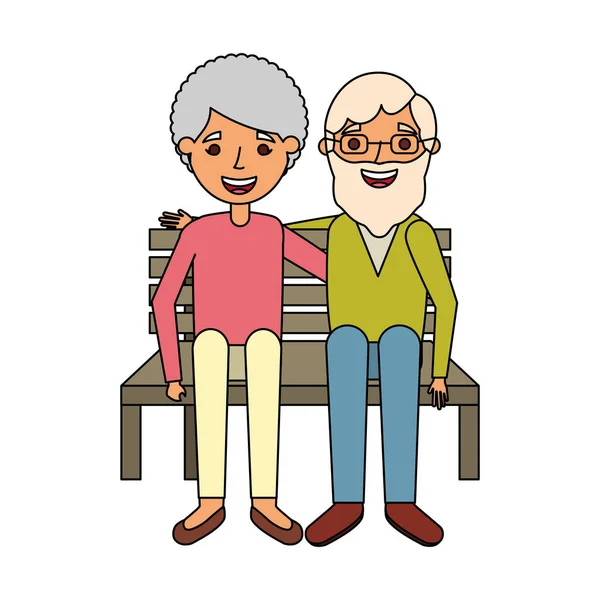 Пожилая пара сидит на скамейке — стоковый вектор