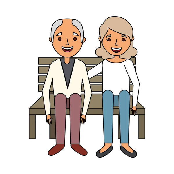 Elderly couple sitting on bench — Stock Vector