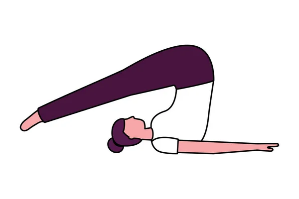 Vrouw praktizerende yoga witte achtergrond — Stockvector
