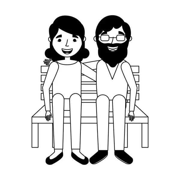Пожилая пара сидит на скамейке — стоковый вектор
