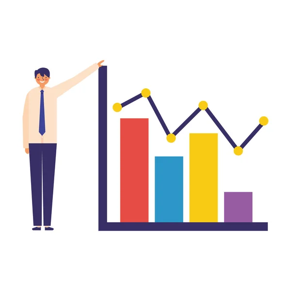 Businessman with statistics chart business — Stock Vector
