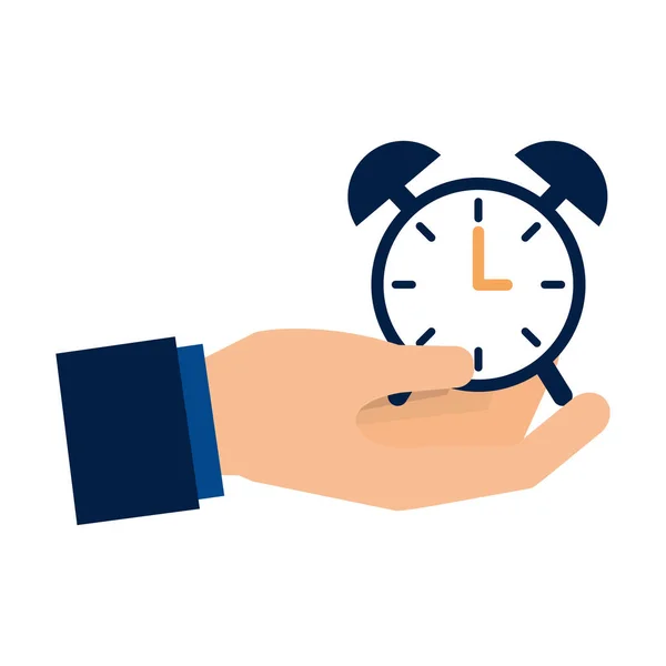 Hand holding clock alarm time — Stock Vector