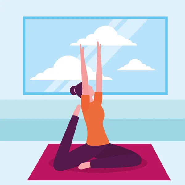 Gente actividad de yoga — Vector de stock