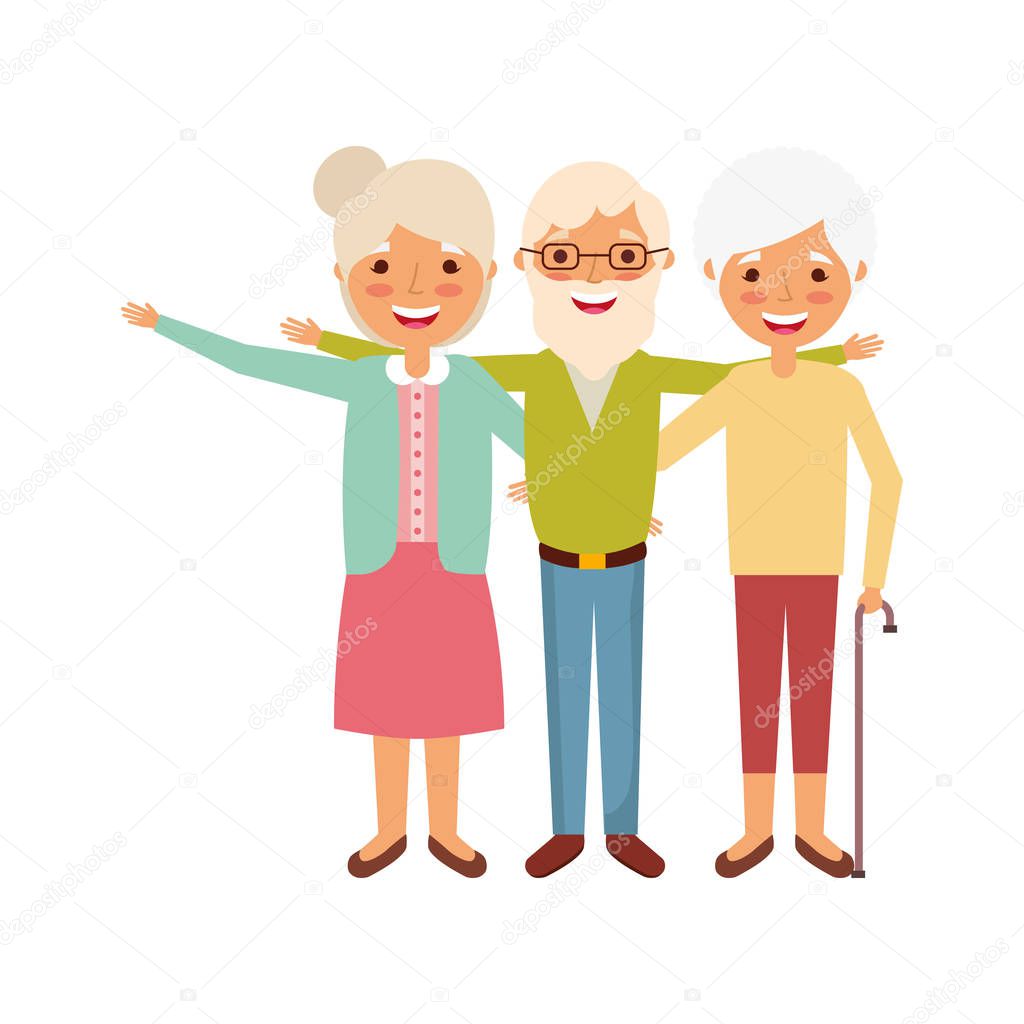 group of old people embraced portrait