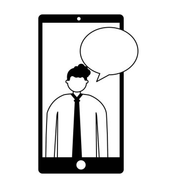 işadamı mobil konuşma balonu