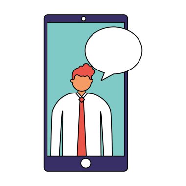 işadamı mobil konuşma balonu