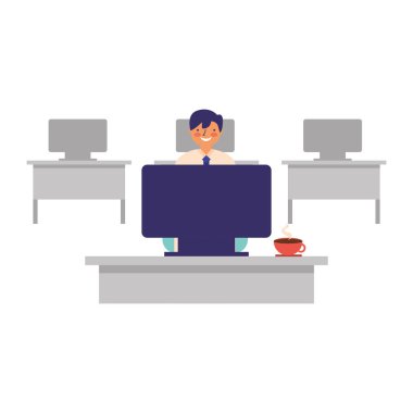 işadamı çalışma bilgisayar ve kahve