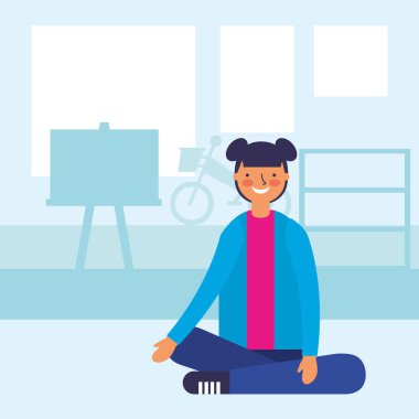 Genç sınıfta oturuyor