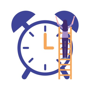 iş kadını tırmanma merdivenleri saati