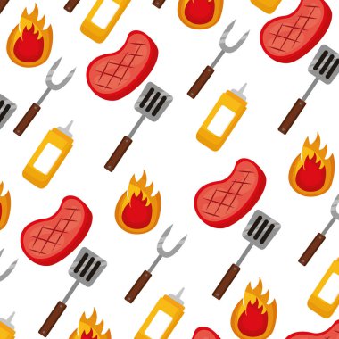 Barbekü et çatalı spatula hardal arka plan