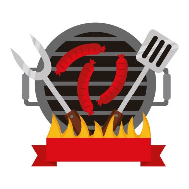 ızgara ızgara sosis çatal ve spatula