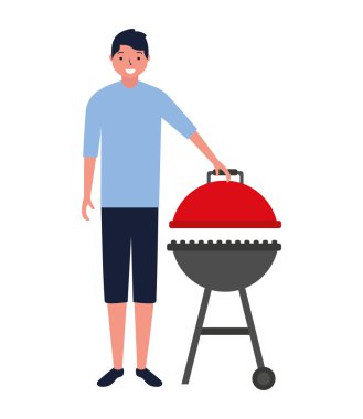 Genç adam Barbekü ekipman