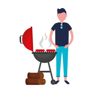 dostum withbarbecue ızgara sosis ve ahşap