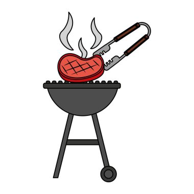 Barbekü ızgara et ve maşa ile