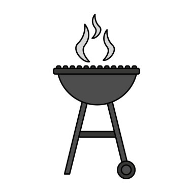 Barbekü ızgara dumanı sıcak beyaz arka plan