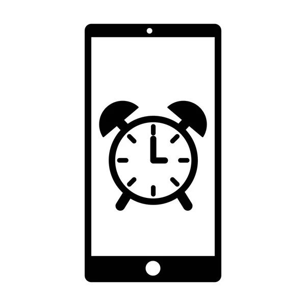 Despertador de relógio móvel fundo branco — Vetor de Stock