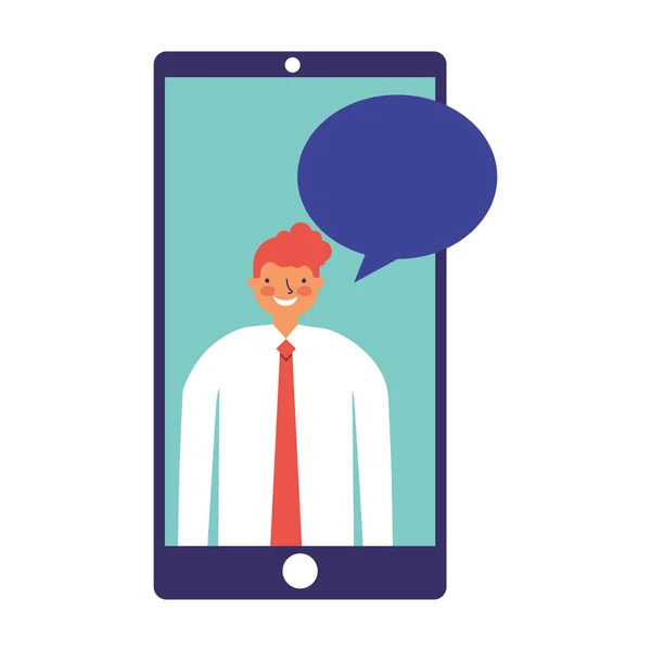 Businessman mobile speech bubble — Stock Vector