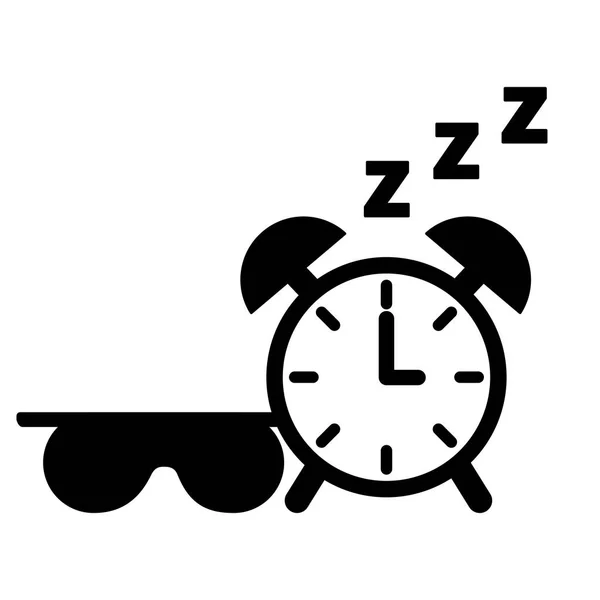 Reloj del sueño y máscara fondo blanco — Vector de stock