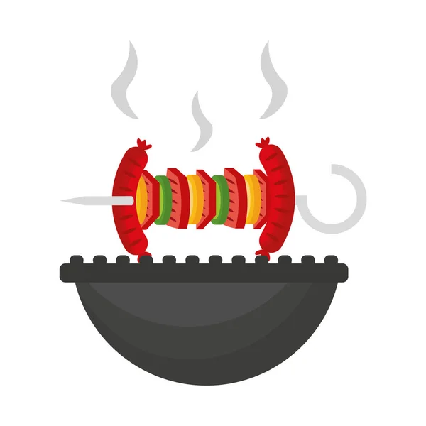 Grill barbecue roasted skewer and sausage — Stock Vector