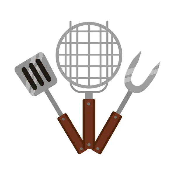 Mangal barbekü çatalı spatula — Stok Vektör