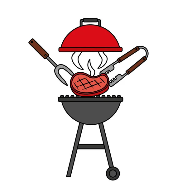 Parrilla barbacoa con asas sobre fondo blanco — Vector de stock