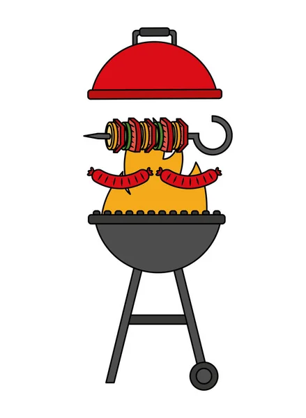 Parrilla Barbacoa Asado Pincho Salchicha Vector Ilustración — Vector de stock