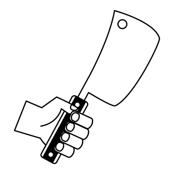 Рука держит тесак для мяса — стоковый вектор