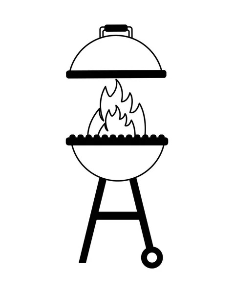 Parrilla barbacoa llama sobre fondo blanco — Vector de stock