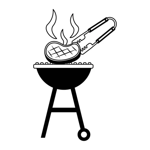 Barbecue gril s masem a kleště — Stockový vektor