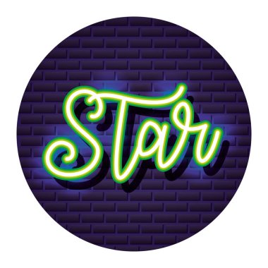 Duvar tuğla yazı neon ışık yıldız