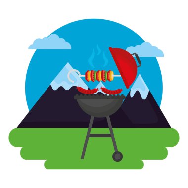 Barbekü ızgara Kebap ve açık havada sosis