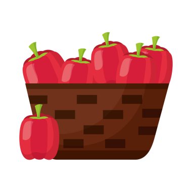 hasır sepet taze biber ile