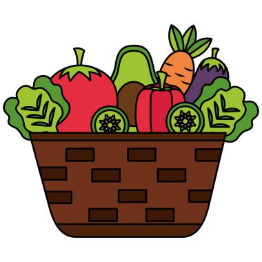 hasır sepet dolu sebze ile