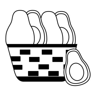 taze avokado ile hasır sepet