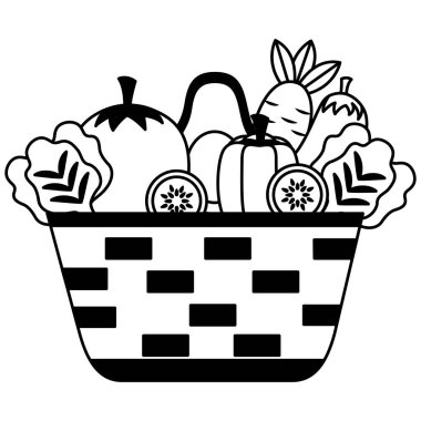 hasır sepet dolu sebze ile