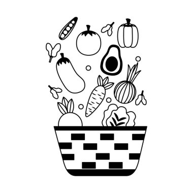 taze sebze ile hasır sepet